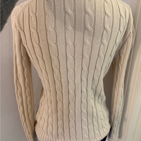 Ralph Lauren Beige V-Neck Cable Knit Sweater - Picture 3 of 4
